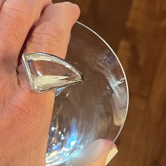 Deb Guyot faceted quartz ring in hammered sterling, big and bold size 12 - Picture 9 of 16